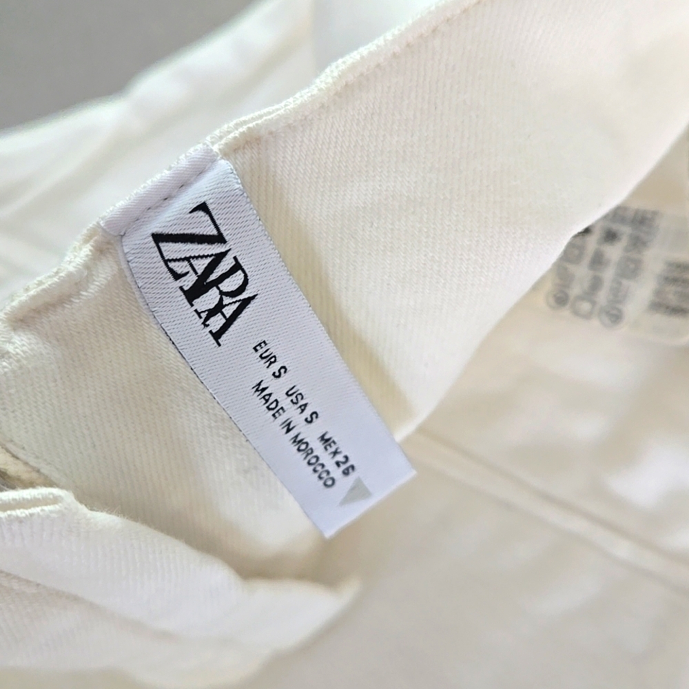 Zara White Denim Women's Corset Crop Top Size S - Picture 6 of 6